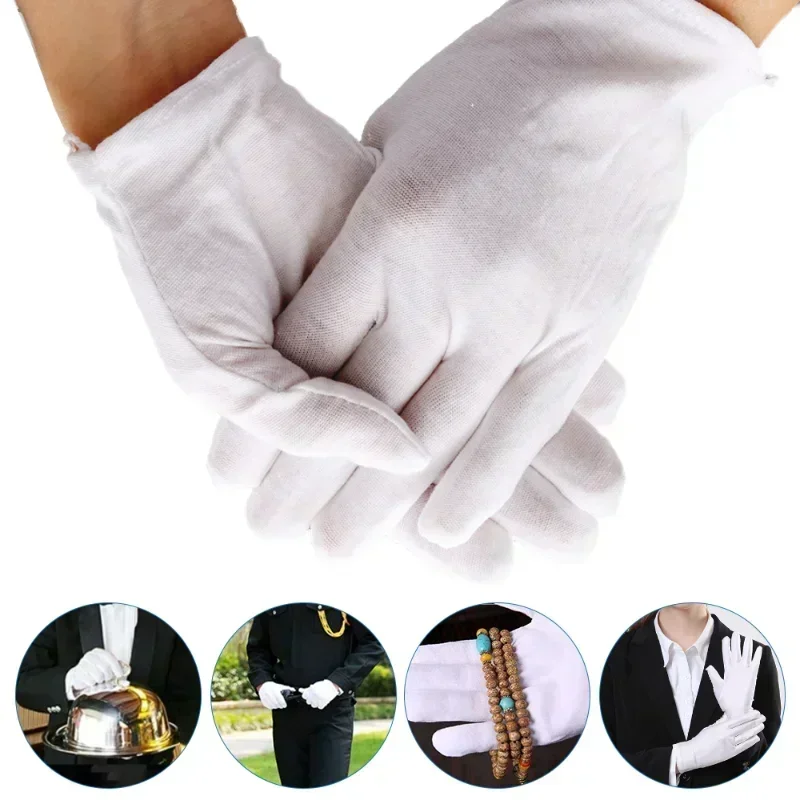 Top Trends: Fashion White Cotton Work Glove Men Women Handling High Stretch Thickened Household Cleaning Tools Durable Reusable Wholesale Shoppable Styles - Image 2