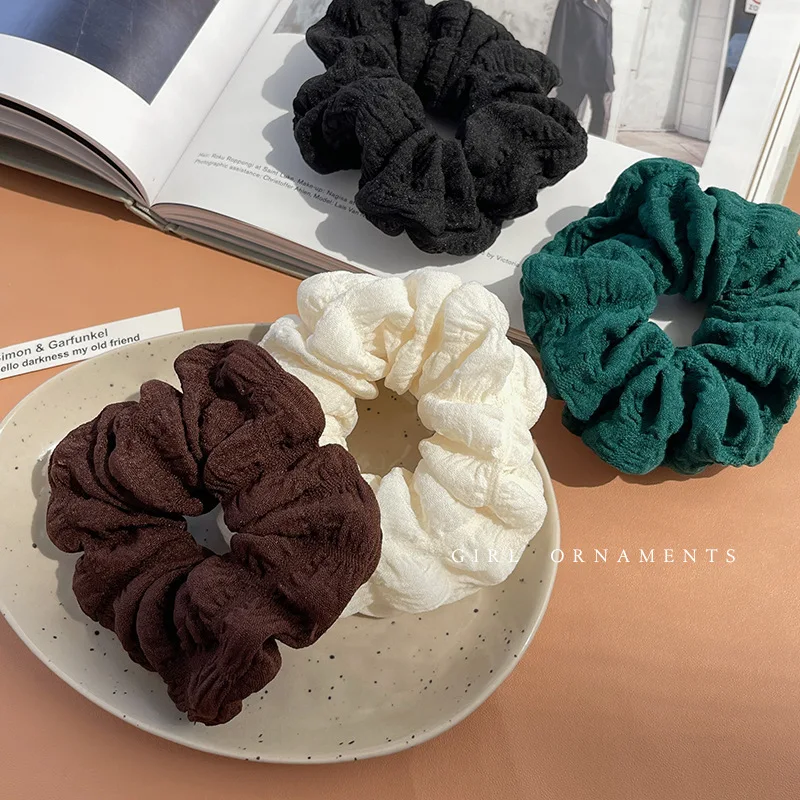 Top Trends: Newest Korean Woman Large Cream Puff Elastics Hair Band Solid Color Scrunchies Hair Ties Ladies Ponytail Hold Hair Accessories Shoppable Styles - Image 5