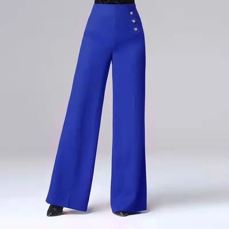 Top Trends: Fashion Loose High Waist Button Solid Color Asymmetrical Pants Women&#039;s 2023 Autumn New Office Lady All-match Casual Capris Shoppable Styles