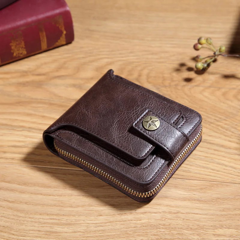 Top Trends: Vintage Short Wallet For Men Leather Coin Pocket Purse Man Multi Function Tri Fold Card Holder Small Male Money Clip Shoppable Styles