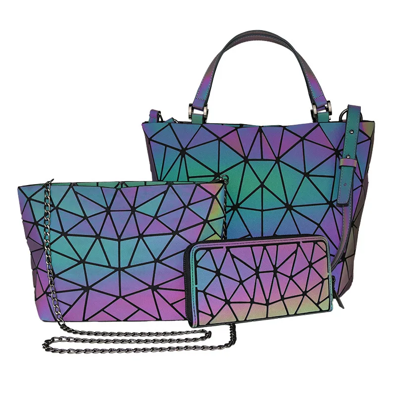 Top Trends: Luminous Bao Big Bag Holographic Reflective Geometric Bags For Women 2023 Quilted Shoulder Bags Female Handbags Bolsa Feminina Shoppable Styles