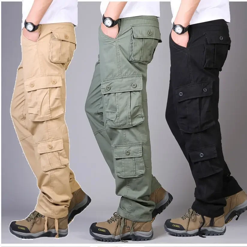 Top Trends: Men's Cargo Pants 2023 New Casual Multi Pockets Military Tactical Pants Male Outwear Loose Straight Slacks Long Trousers For Men Shoppable Styles