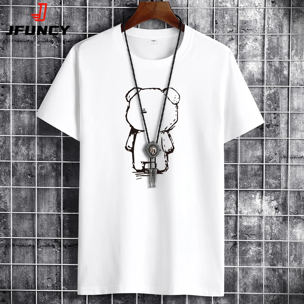 Top Trends: JFUNCY 2022 Summer Men Tops Plus Size S-6XL Loose Short Sleeve Breathable Cotton Man Tshirt Men&#039;s Casual Cartoon Print T-shirts Shoppable Styles