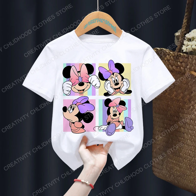 Top Trends: New Summer Minnie Children T-shirt Kawaii Disney T Shirt Mickey Mouse Anime Cartoons Casual Vintage Clothes Kid Girl Boy Top Tee Shoppable Styles