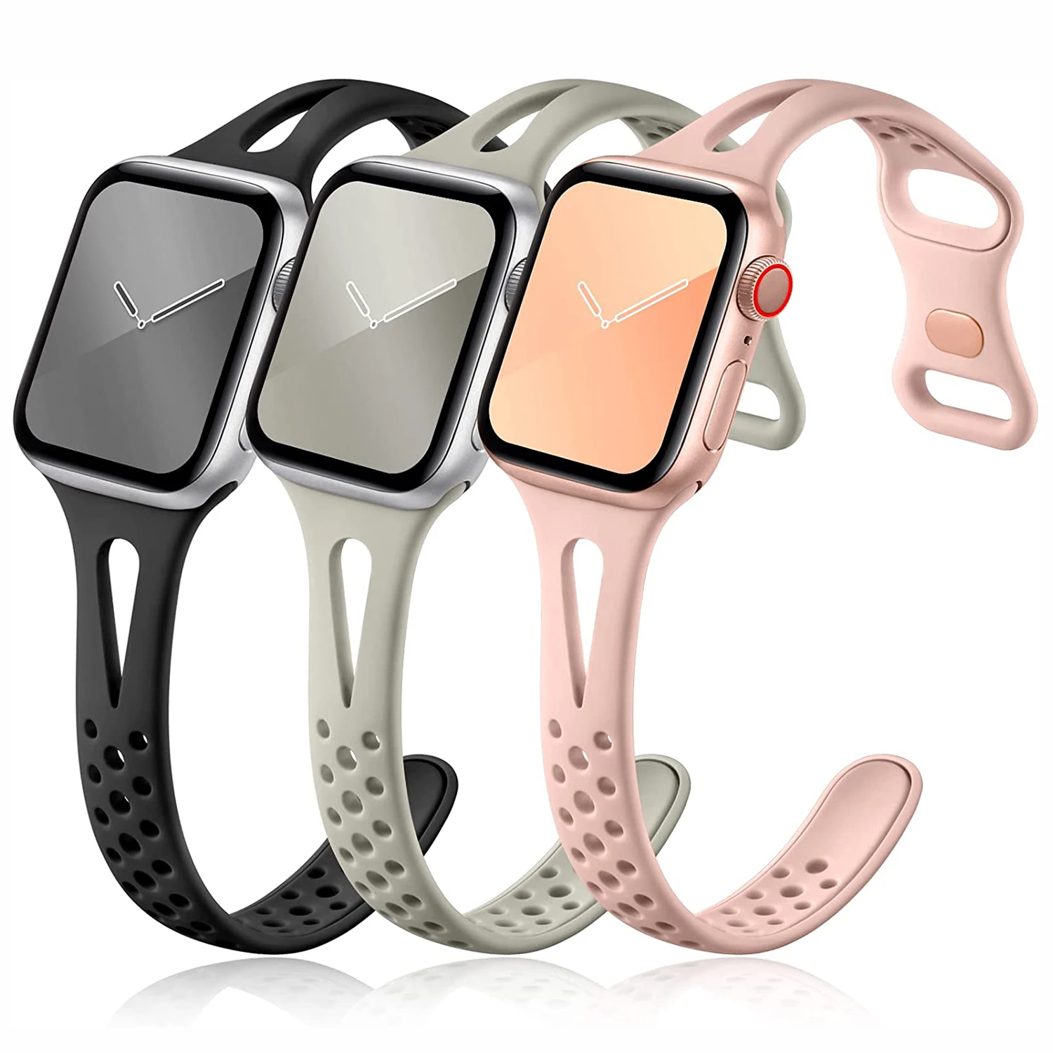 Top Trends: Compatible With Apple Watch Band 38mm 42mm 44mm, Silicone Slim Sport Breathable Bands Replacement Strap For IWatch SE 7 6 5 2 1 Shoppable Styles