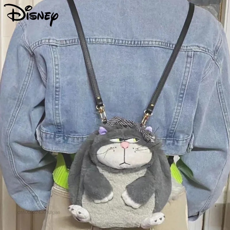 Top Trends: Disney Cartoon Lucifer Cat Plush Cute Bags Y2k Small Drawstring Bag Storage Bag Women Casual Backpack Luxury Design Shoulder Bag Shoppable Styles