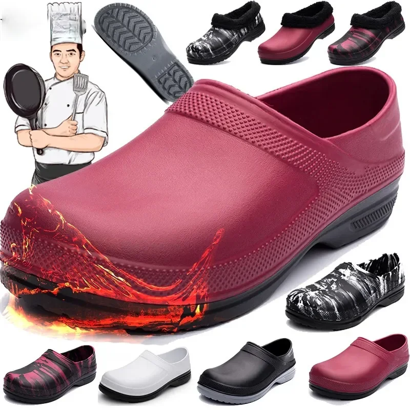 Top Trends: 2023 New Hotel Kitchen Clogs Non-slip Waterproof Oil-proof Work Shoes Breathable Resistant Kitchen Cook Chef Shoes Plus Size Shoppable Styles