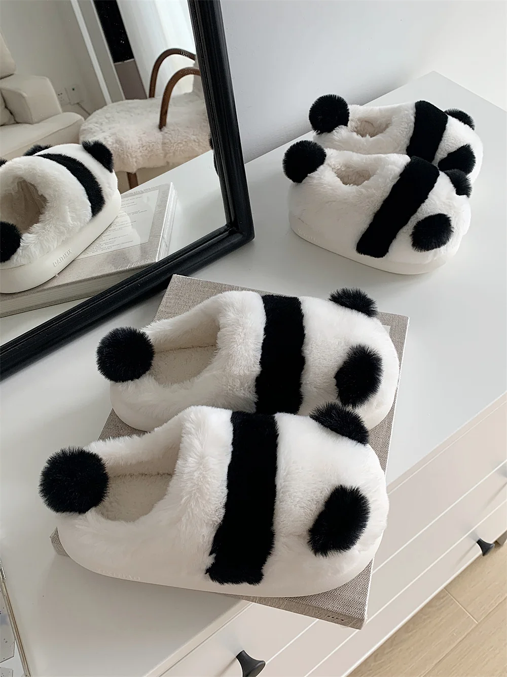 Top Trends: Panda Cotton Home Slippers Women 2023 Winter Men's And Women's Household Slipper Parent-child Cute Panda Plush Warm Slipper Shoppable Styles