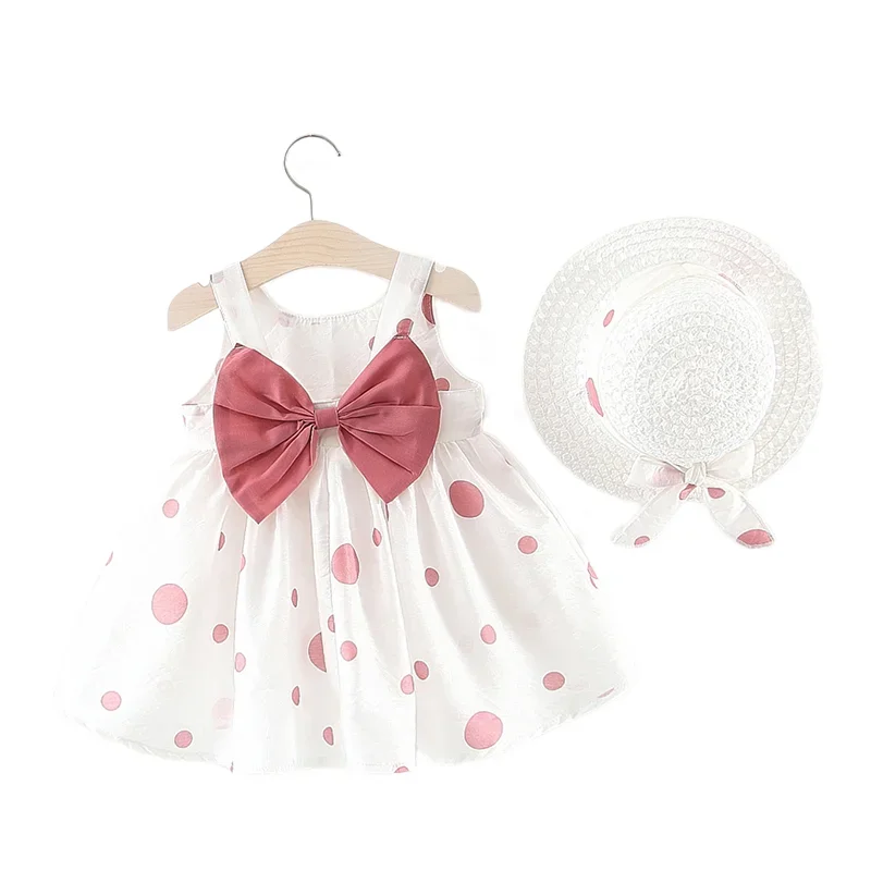 Top Trends: Big Bow Baby Girl Dress Lovely Summer Infant Baby Girl Clothes Sleeveless Cotton Toddler Dresses Sunhat Newborn Clothing Set Shoppable Styles