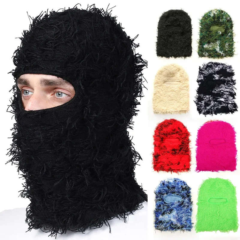 Top Trends: Balaclava Distressed Ski Mask Knitted Beanies Cap Winter Warm Full Face Shiesty Mask Ski Hats For Men Women Camouflage Balaclava Shoppable Styles