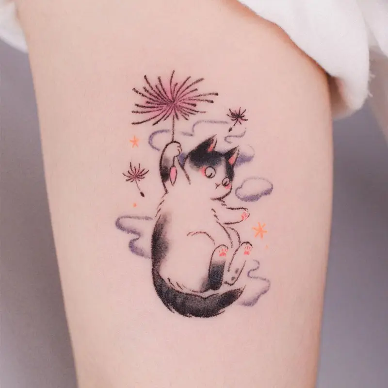 Top Trends: Cute Cat Tattoo Waterproof Lasting Realistic Fake Tattoo Ink Wind Animal Decal Ins Style Shoppable Styles