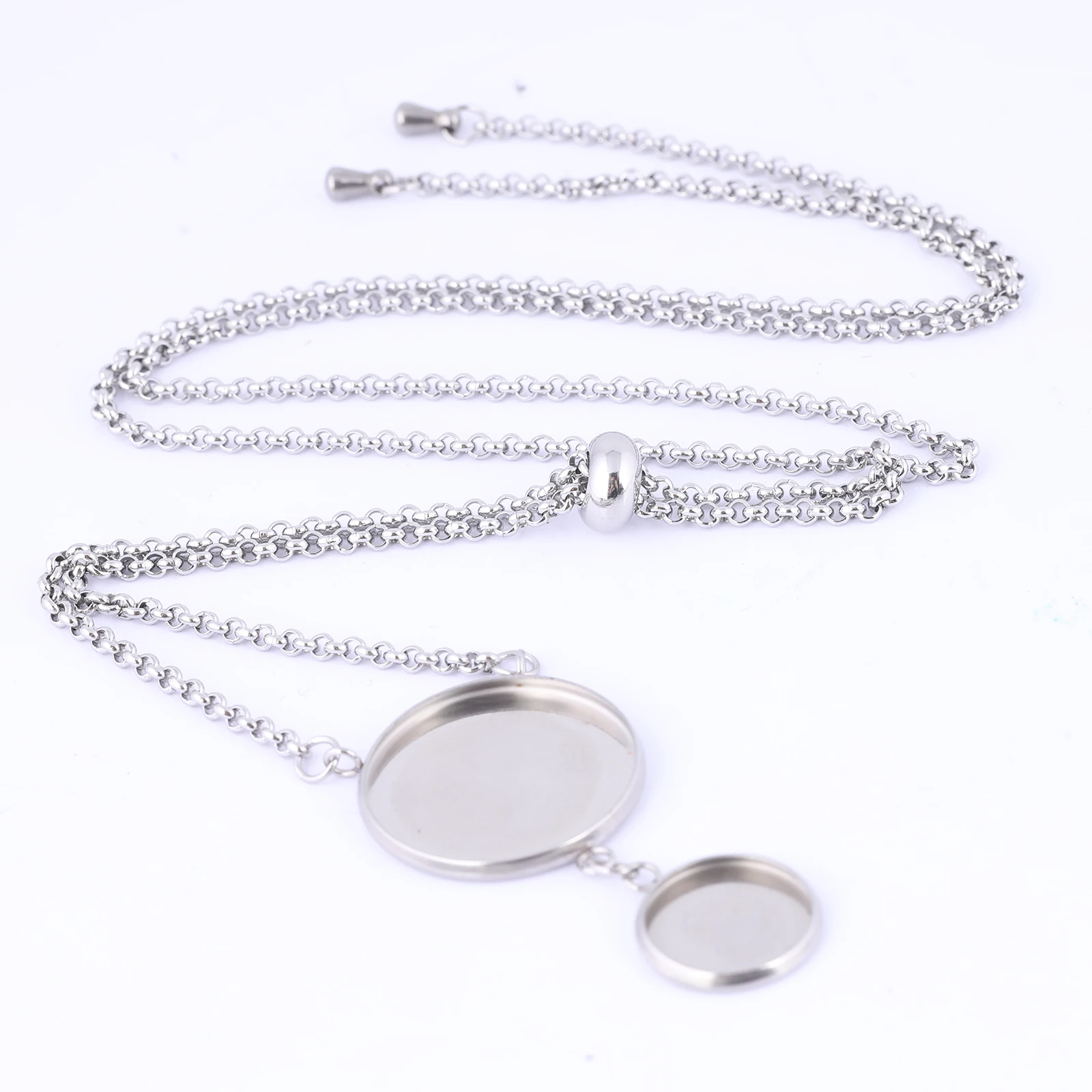 Top Trends: 2pcs Stainless Steel 12mm 20mm Cabochon Pendant Base Setting Trays Diy Adjustable Chain Necklace Bezel Blanks For Jewelry Making Shoppable Styles - Image 3