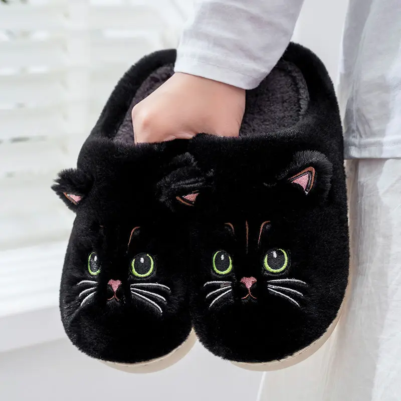 Top Trends: Black Funny Slippers Cat Vivid Women&#039;s White Fluffy Kitty Slides Shoes Ladies Cartoon Animal Kitten Pink Furry Slipper Shoppable Styles