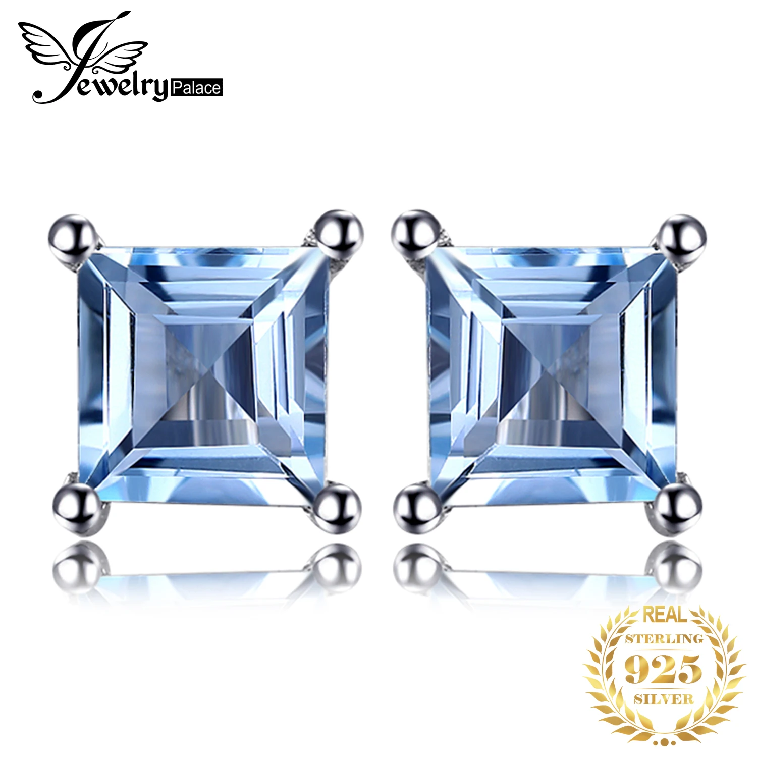 Top Trends: JewelryPalace Square Genuine Blue Topaz Amethyst Citrine Garnet Created Sapphire Ruby Emerald 925 Sterling Silver Stud Earrings Shoppable Styles