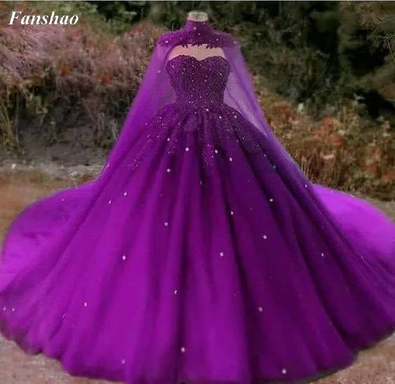 Top Trends: Fanshao Wd730 Sweetheart Quinceanera Dress With Cape For 15 Years Fashion Lace Beads Court Train Princess Birthday Party Gown Shoppable Styles