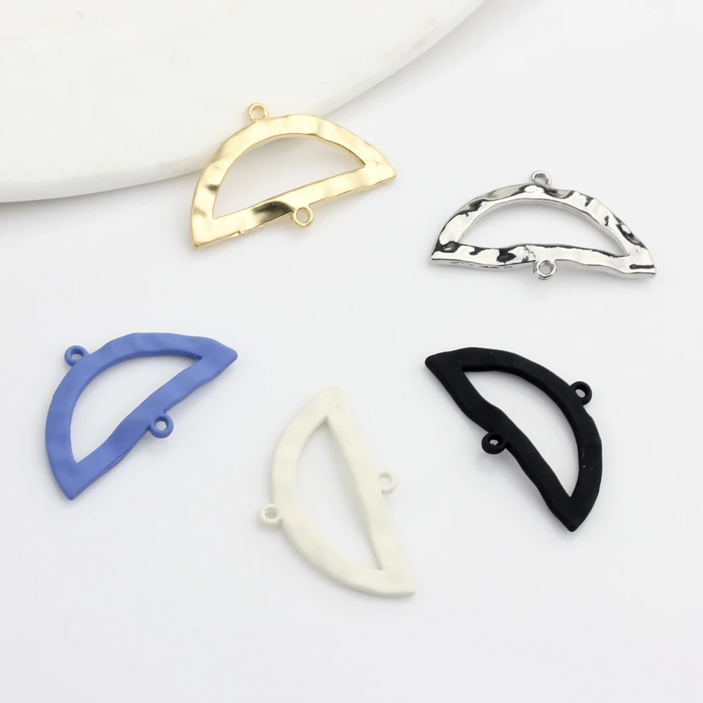 Top Trends: Zinc Alloy Metal Color Spray Paint Hollow Fan-shaped Charms Connectors Linker 10pcs / lot For DIY Jewelry Making Acces Shoppable Styles