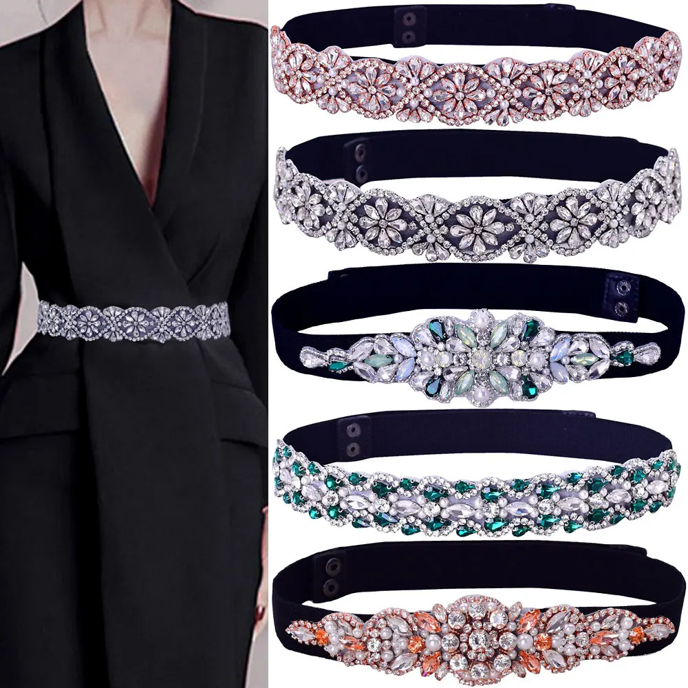 Top Trends: TOPQUEEN Women Dresses Elastic Belt Fashion Sparkly Rhinestone Stretch Waistband Travel Party Decoration Plus Size Customized Shoppable Styles