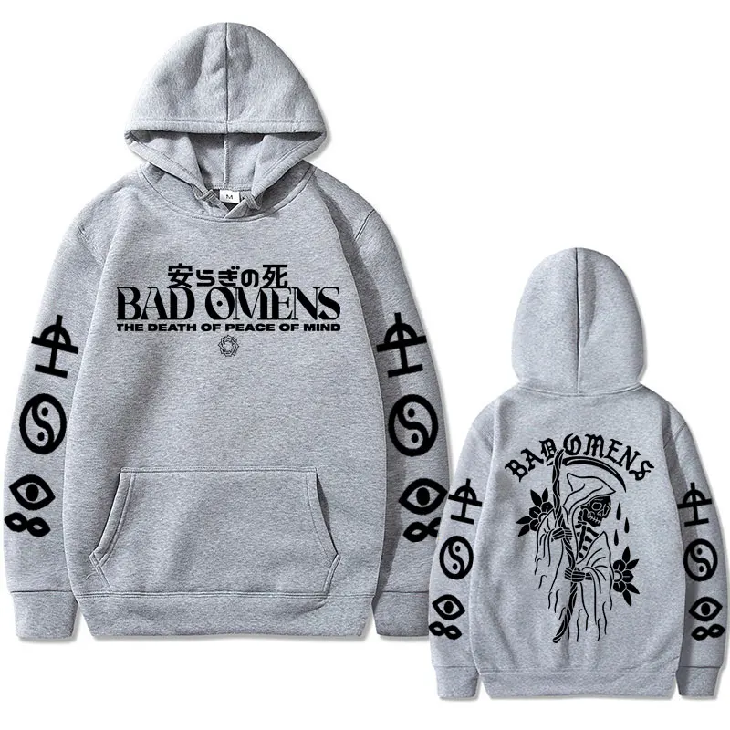 Top Trends: Bad Omens Band Tour American Music Print Hoodie The Death Of Peace Of Mind Skeleton Graphic Hoodies Male Rock Gothic Sweatshirts Shoppable Styles - Image 4