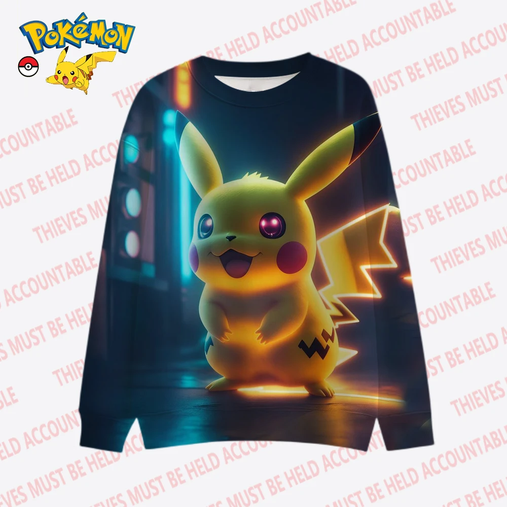 Top Trends: 2023 Autumn Harajuku Street New Women's Fashion Casual Tops Pikachu Cartoon Round Neck Long Sleeve Children's Pullover Shoppable Styles