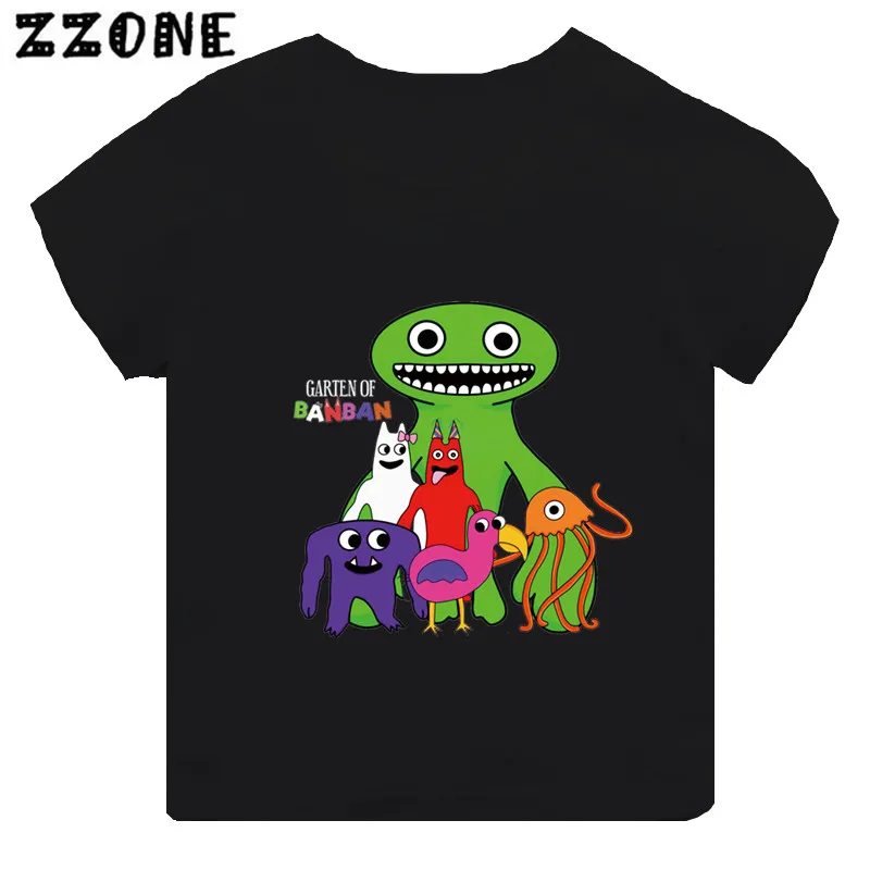 Top Trends: Hot Game Garten Of Banban Print Cartoon Kids T-shirt Girls Clothes Baby Boys Black Short Sleeve T Shirt Children Tops, TH5846 Shoppable Styles