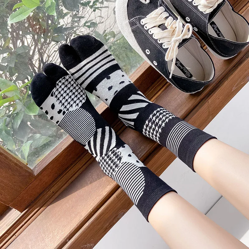 Top Trends: Socks Two Finger Women Men Cotton Art Design Color Printed Long Deodorant Kawaii Harajuku Designer Japanese Clog Split Toe Socks Shoppable Styles - Image 2