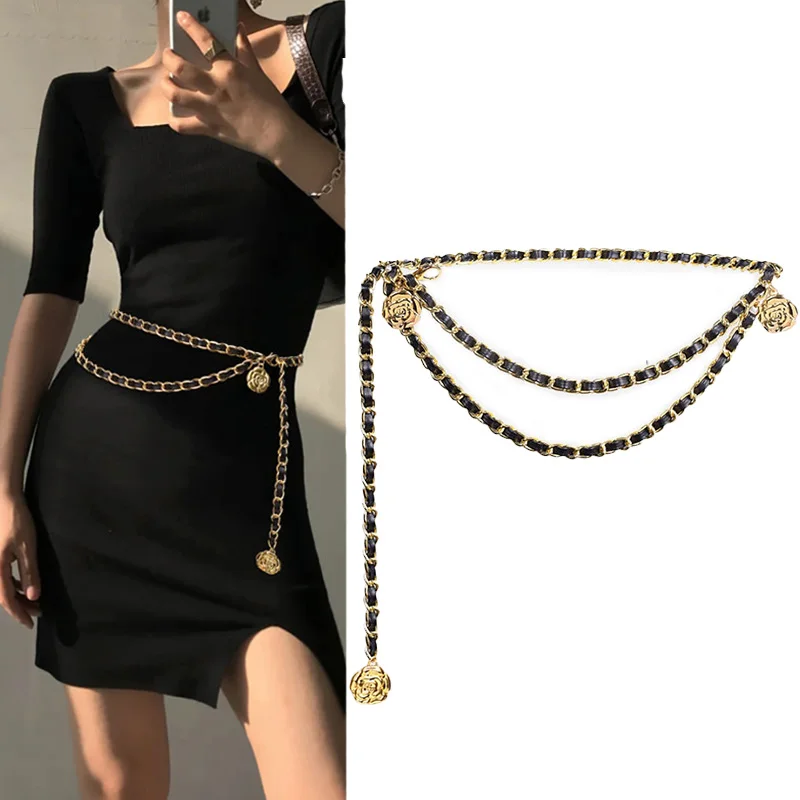 Top Trends: Fashion Metal Chain Belts For Women Flower Pendant Jeans Suit Dress Waist Chain Female Luxury Brand Designer Accessories Shoppable Styles