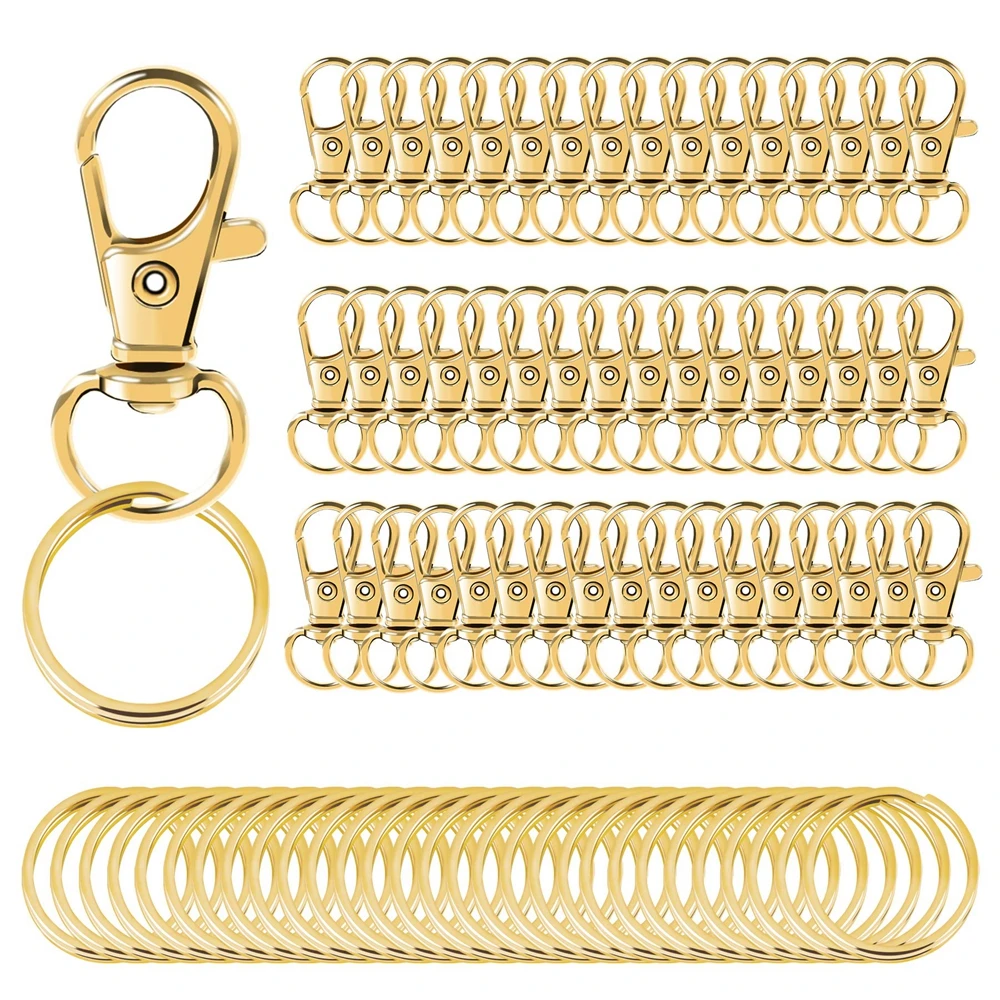 Top Trends: 100PCS Swivel Clasps Lanyard Snap Hooks With Key Rings Key Chain Clip Hooks Lobster Claw Clasps For Keychains Jewelry DIY Crafts Shoppable Styles - Image 6