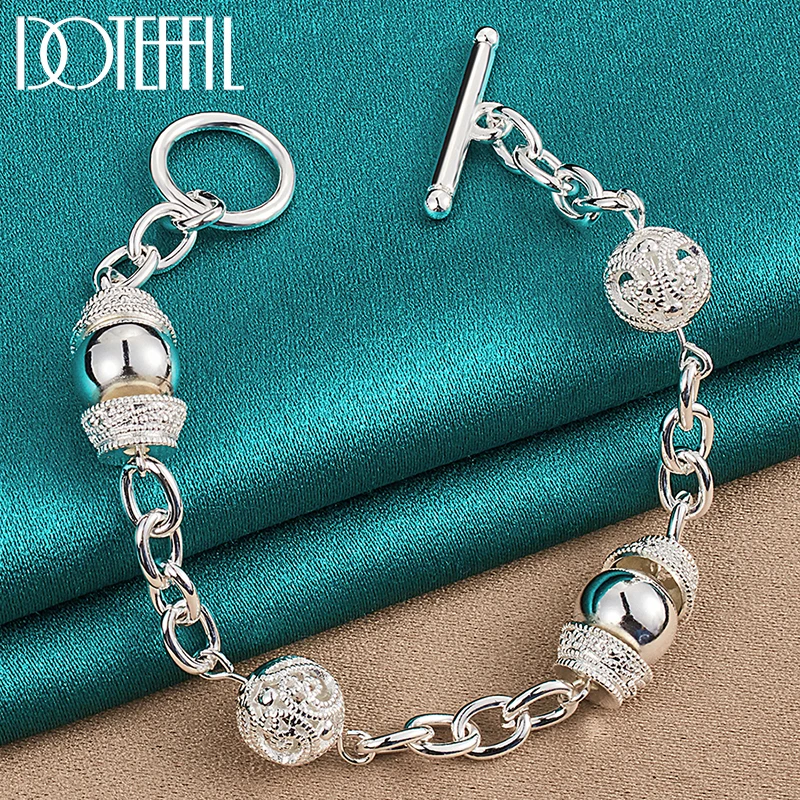 Top Trends: DOTEFFIL 925 Sterling Silver Charm Hollow Ball Bracelet For Woman Man Wedding Engagement Party Fashion Jewelry Shoppable Styles