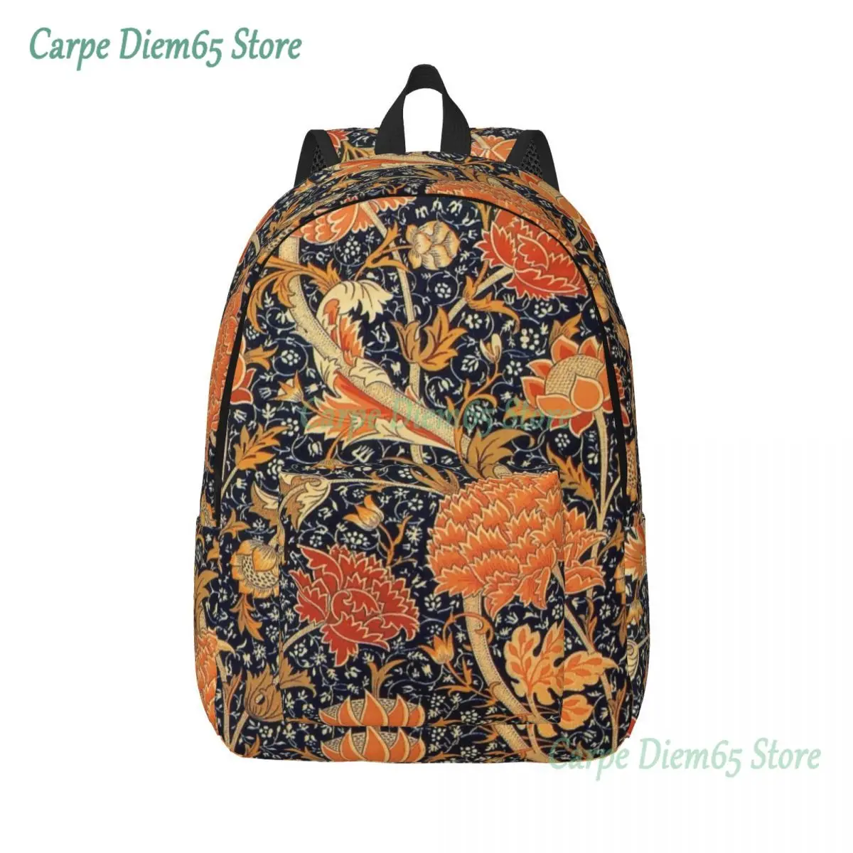 Top Trends: William Morris Orange Cray Floral Art Canvas Backpack For Women Waterproof College School Textile Pattern Bag Printing Bookbags Shoppable Styles