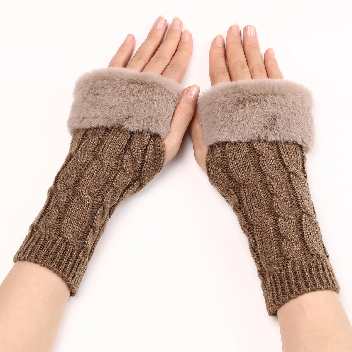 Top Trends: 1 Pair Women Winter Warm Gloves Sexy Faux Rabbit Fur Hand Wrist Warmer Fingerless Gloves Knitted Women Mittens Warm Wrist Gloves Shoppable Styles