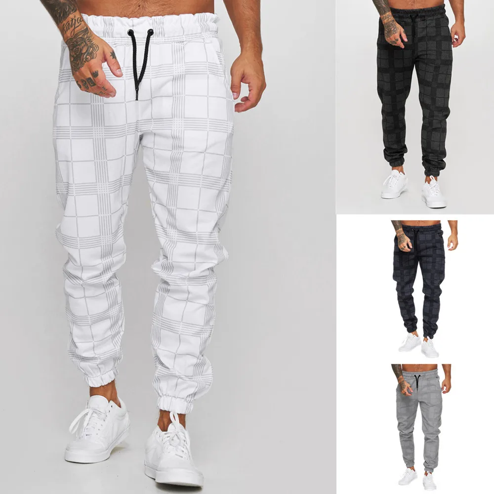 Top Trends: Fashion Plaid Print Mens Slim Pants Casual 2021 Spring Summer Skinny Pencil Pants Mid Waist Trousers For Men Clothes Streetwear Shoppable Styles