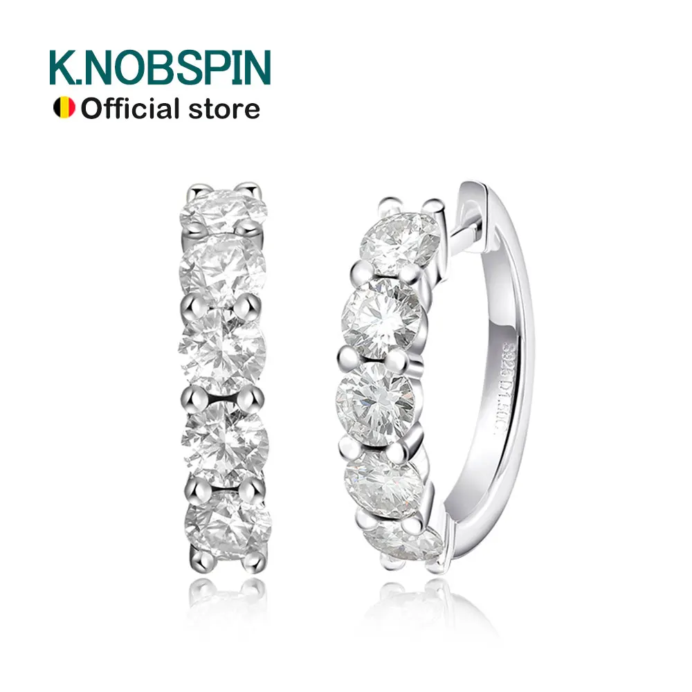 Top Trends: KNOBSPIN D Color Moissanite Loop Earring 925 Sterling Sliver Plated With 18k White Gold Earring For Women Sparkling Fine Jewelry Shoppable Styles