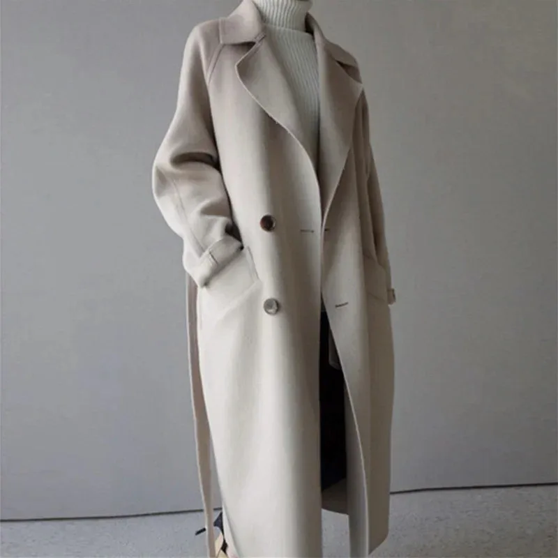 Top Trends: Winter Women New Wool Solid Coat Fashion Long Classic OversizeCoats Ladies Korean Vingate Woolen Overcoat Warmness Outwear Shoppable Styles