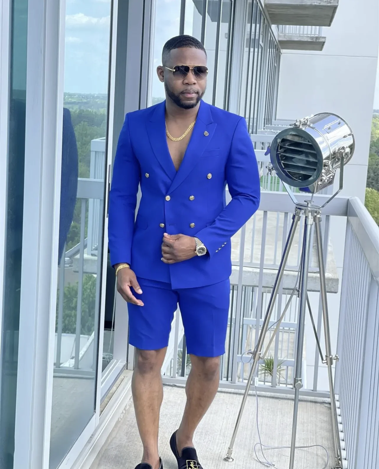 Top Trends: Summer Double Breasted Men Suits Slim Fit 2 Piece Royal Blue Blazer Short Pant Casual Beach Wedding Party Suits Costume Homme Shoppable Styles