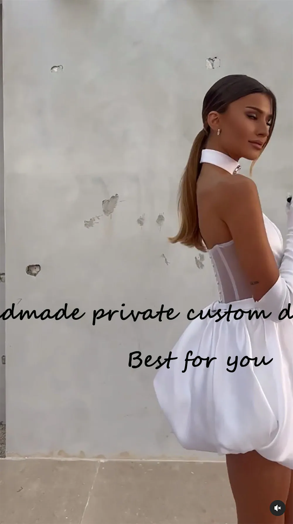 Top Trends: White Short Wedding Party Dresses Draped Satin Scoop Neck Bridal Gowns Sexy Mini Evening Party Gowns Lace Up Back Shoppable Styles - Image 6