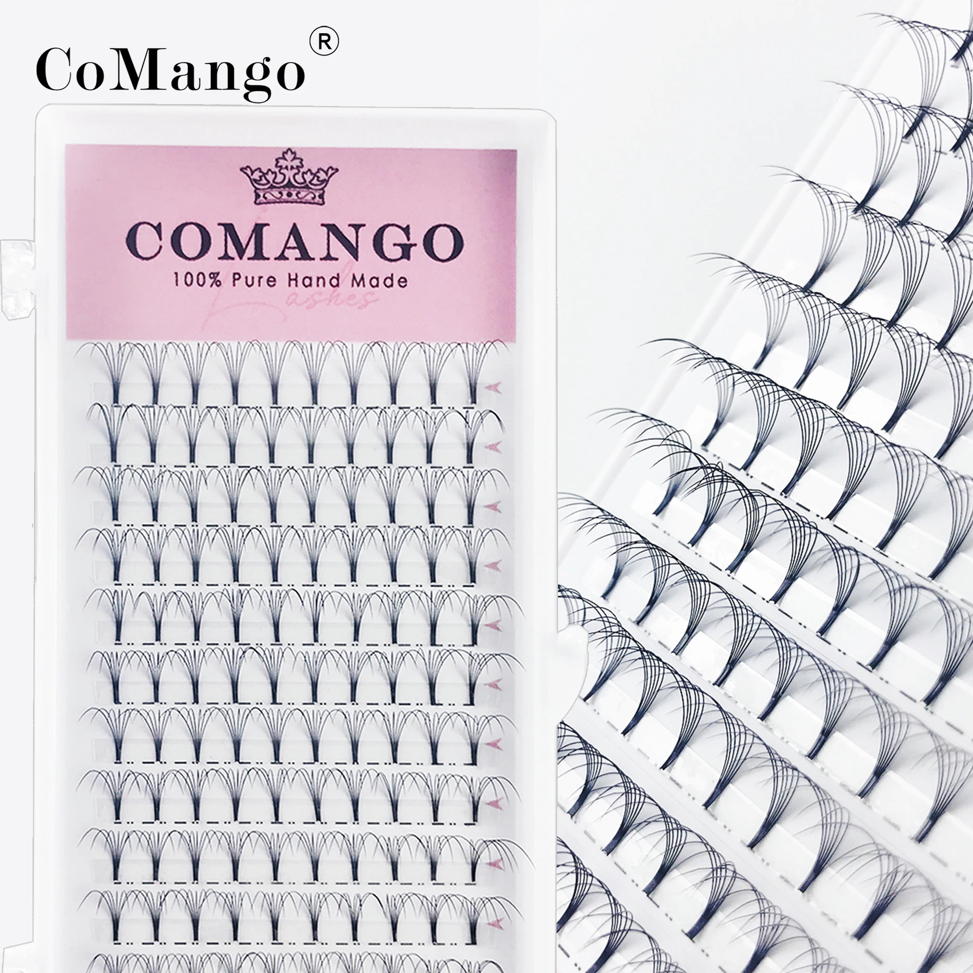 Top Trends: CoMango Premade Volume Fans Short Stem Russian Eyelash Extensions Wide Fans 3D 4D 5D 6D 8D 10D Faux Mink Lashes Wholesale Shoppable Styles