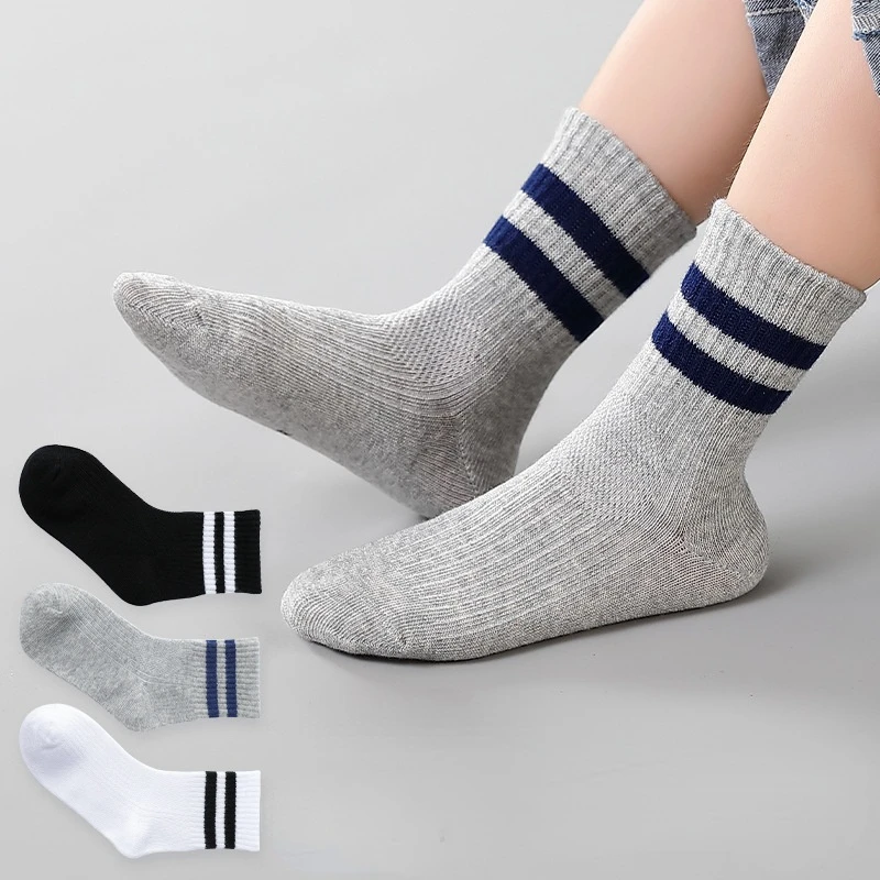 Top Trends: 3 Pairs 3-15 Years Kids Socks Boys Girls Spring Autumn Cotton Striped School Students Sports Socks Children Socks Teenager Socks Shoppable Styles