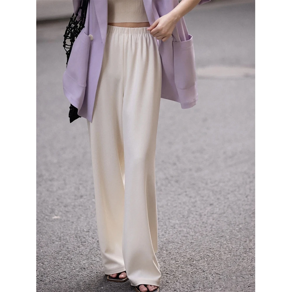 Top Trends: 2023 New Spring / Summer Acetate High Waist Loose Straight Drape Casual Wide Leg Drag Pants Women Shoppable Styles