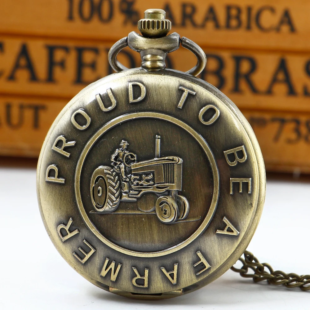 Top Trends: Farmer Car Tractor Quartz Pocket Watch Steampunk Vintage Fob Watches Men Necklace Pendant Clock Time With Chain Shoppable Styles