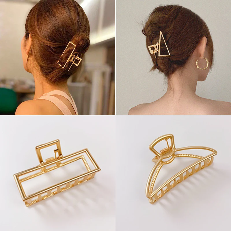 Top Trends: Geometric Hair Claw Gold Color Metal Hair Crab Cross Hair Clip Korean New Hollow Out Headwear Hair Accessories For Women Girls Shoppable Styles