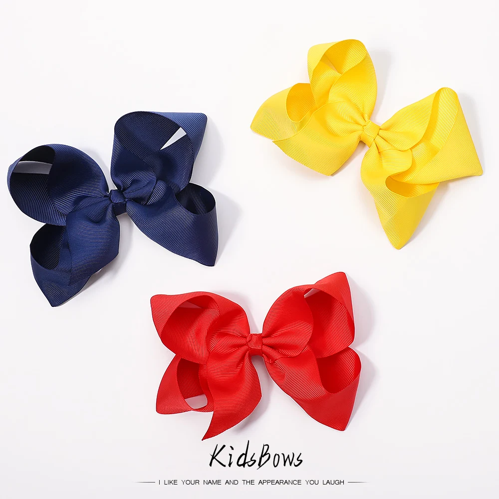 Top Trends: 6 Inch Big Grosgrain Ribbon Solid Hair Bows With Clips Girls Kids Hair Clips Headwear Boutique Hair Accessories Shoppable Styles