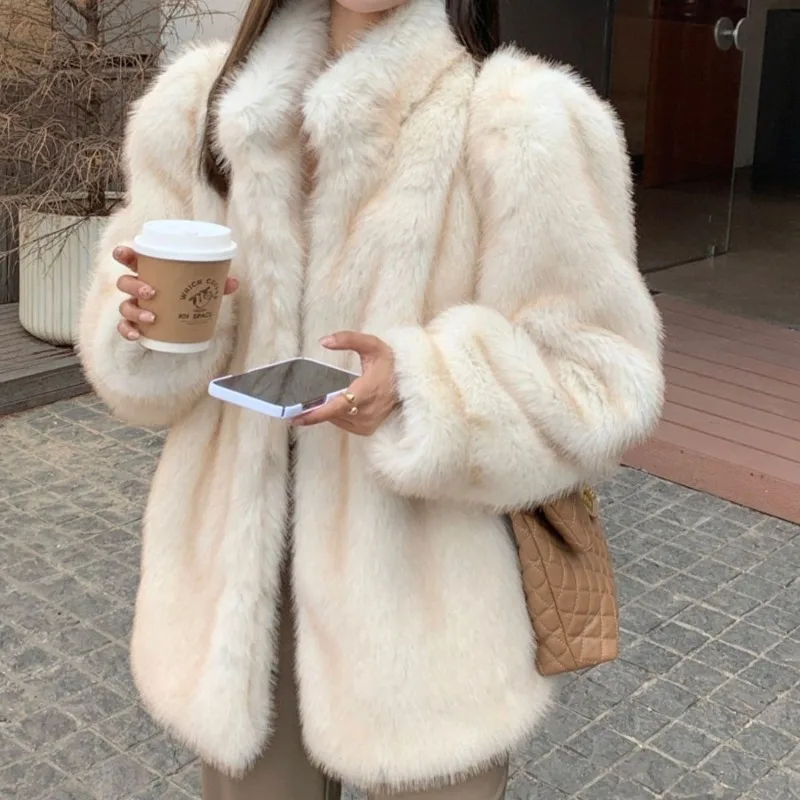 Top Trends: 2023 Winter New Women Faux Fur Coat Eco-friendly Artificial Fox Fur Thicken Warm Outwear Female Temperament Casual Outcoat Shoppable Styles