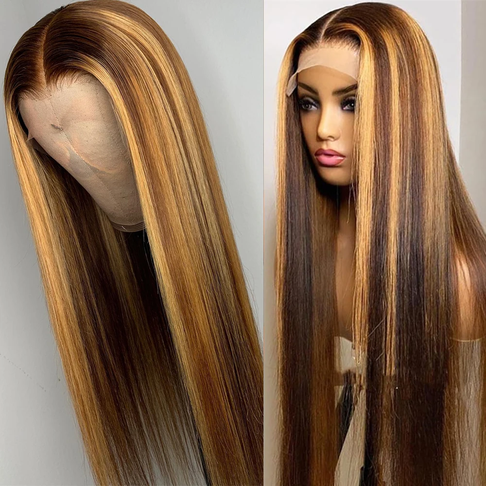 Top Trends: Straight Highlight 13x4 Lace Front Human Hair Wigs 4X4 Lace Closure Wig 4 / 27 Ombre 13x6 HD Lace Frontal Wig Pre Plucked Hairline Shoppable Styles