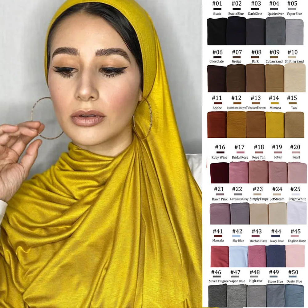 Top Trends: Musilim Women Strechy Jersey Hijab Good Stitch Stretch Jesey HIjabs Scarves Soft Turban Head Wraps HeadScarf Shoppable Styles