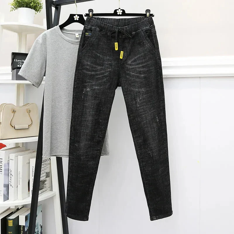 Top Trends: Oversize 100kg Baggy Jeans Women Elastic High Waist Harem Vaqueros Casual Jogger Denim Pants 2023 Ankle Length Cowboy Pantalones Shoppable Styles - Image 4