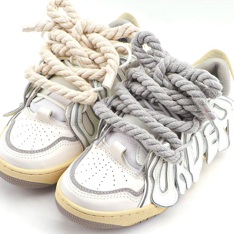 Top Trends: 1Pair Round Shoelaces Quality Colorful 1CM Thicker Cotton Shoelace Sneakers Rope Laces 100 / 120 / 140 / 160CM Boots Shoe Laces Shoes Shoppable Styles