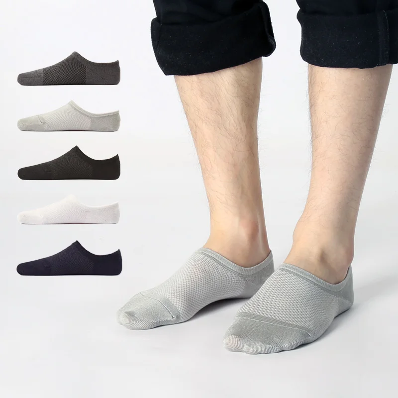 Top Trends: 10 Pairs Bamboo Fiber Men&#039;s Socks Mesh Short Boat Socks Men No Show Low Cut Socks Invisible Anti-slip Breathable Calcetines Shoppable Styles