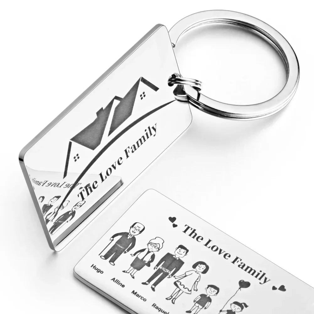 Top Trends: Family Customized Keychain Mirror-polished Stainless Steel Parents Children Present Families Member Name Keyring Key Chain Ring Shoppable Styles - Image 5