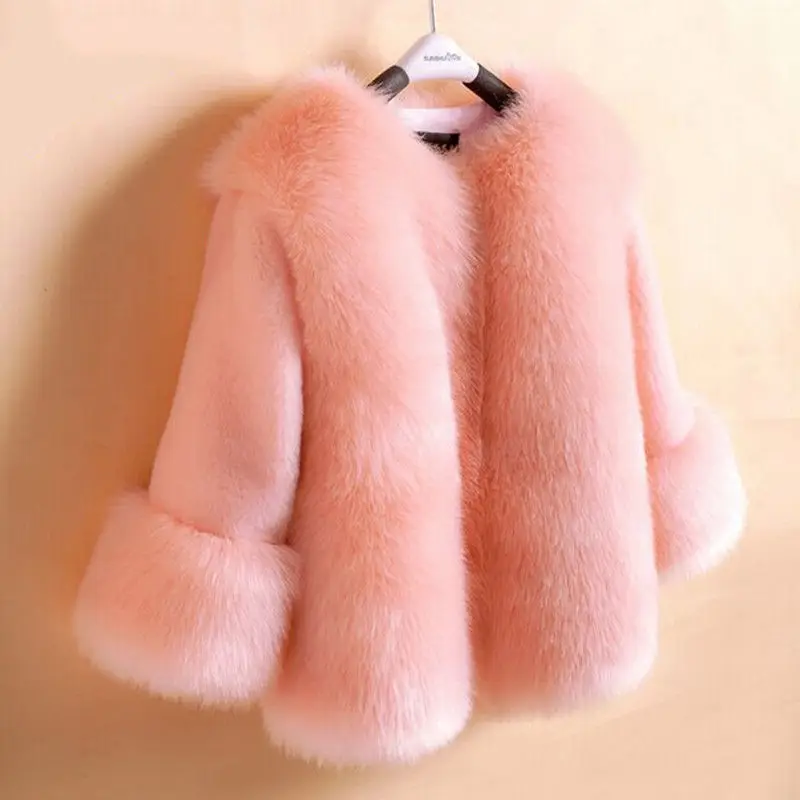 Top Trends: Girls Faux Fur Coat 2022 New Solid Color Temperament Fashion Children Coat Baby Princess Padded Coat Kids Jackets For Girls Shoppable Styles