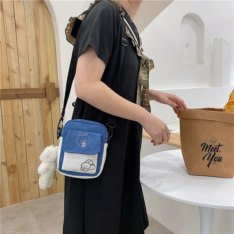 Top Trends: Canvas Shoulder Women's Bag Small Korean Fashion Messenger Crossbody Bag For Girl Students Cotton Cloth Female Handbags Bolsas Shoppable Styles - Image 3